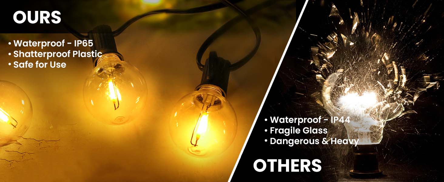 G40 Outdoor String Lights 25ft Decorative LED Bulbs