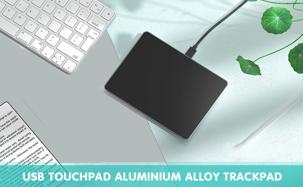 USB Trackpad Touchpad, Ultra Slim Portable Aluminum USB Wired Touchpad with MultiTouch