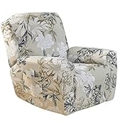 NILUOH Stretch Recliner Cover 4 Pieces Printed Lazy Boy Chair Covers Floral Patterned Recliner So...