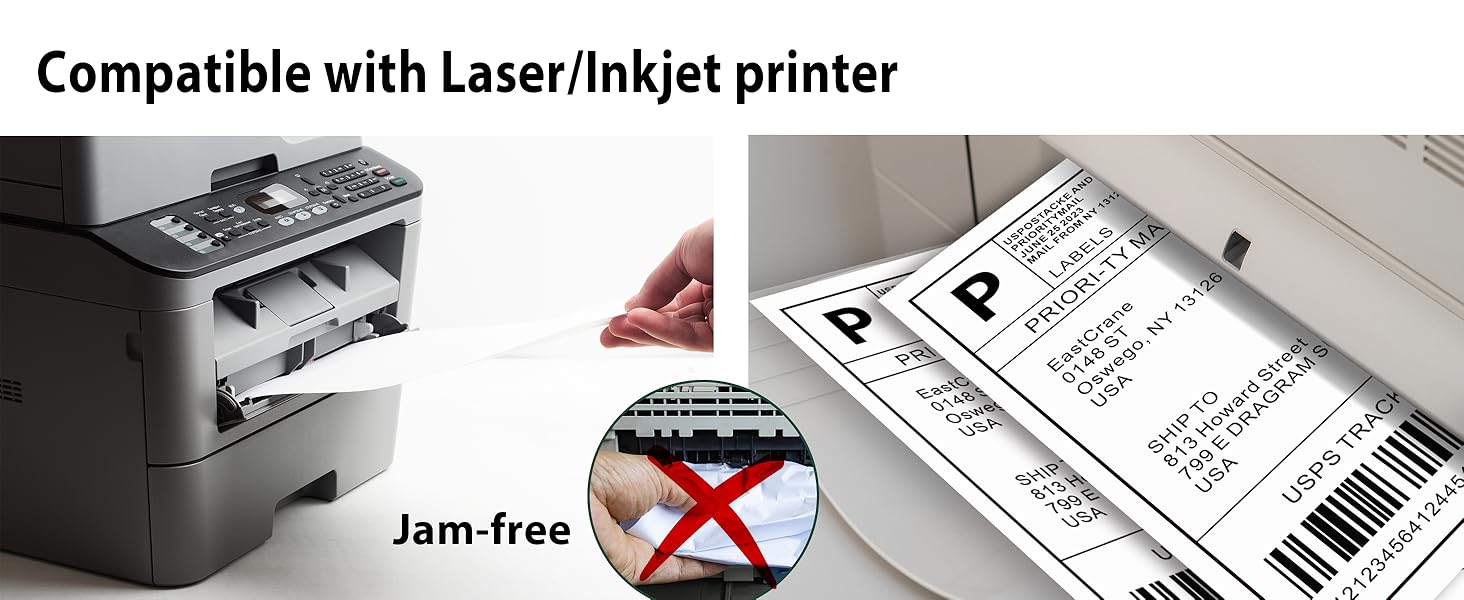 EastCrane 8.5"x5.5" Shipping Labels,300 Half Sheet