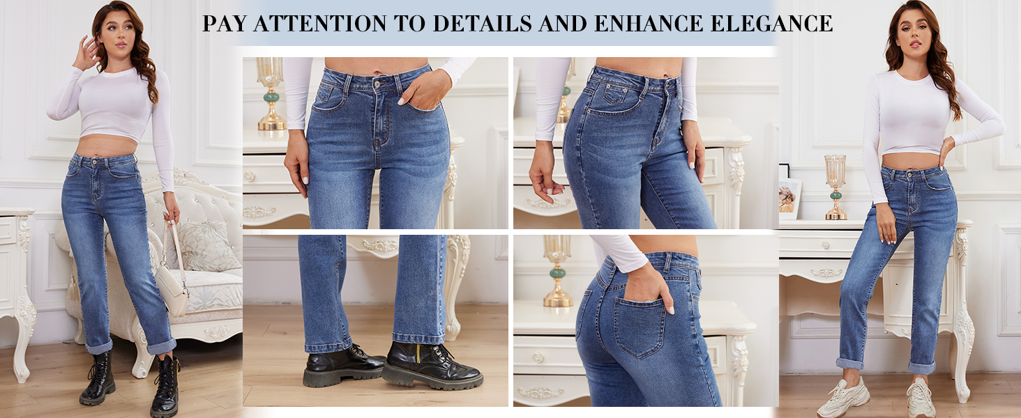 Alaster Queen Women Jeans Casual Stretch Women Classic Simple Denim Pants 15 Detail Display
