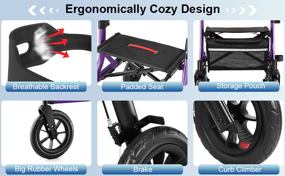 rollator walker with seat for seniors