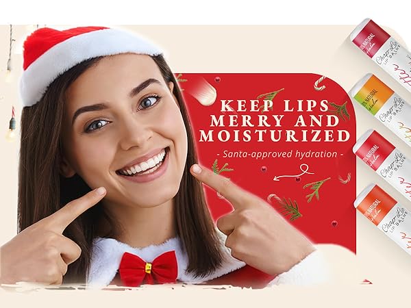  Lip Balm Hydrating Bulk Chap Stick with Fruit Flavors, Coconut Oil, Cocoa Butter - Christmas