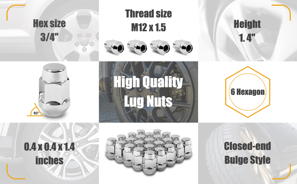 HQALTY M12x1.5 Acorn Lug Nuts with Cone Seat Closed End