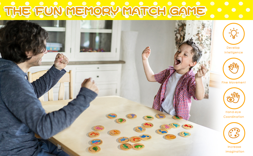 Protado Wooden Match Memory Game for Kids, 24Pc Memory