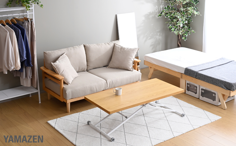 Amazon.co.jp: 山善(YAMAZEN) 昇降式テーブル スムーズ昇降 無段階高さ