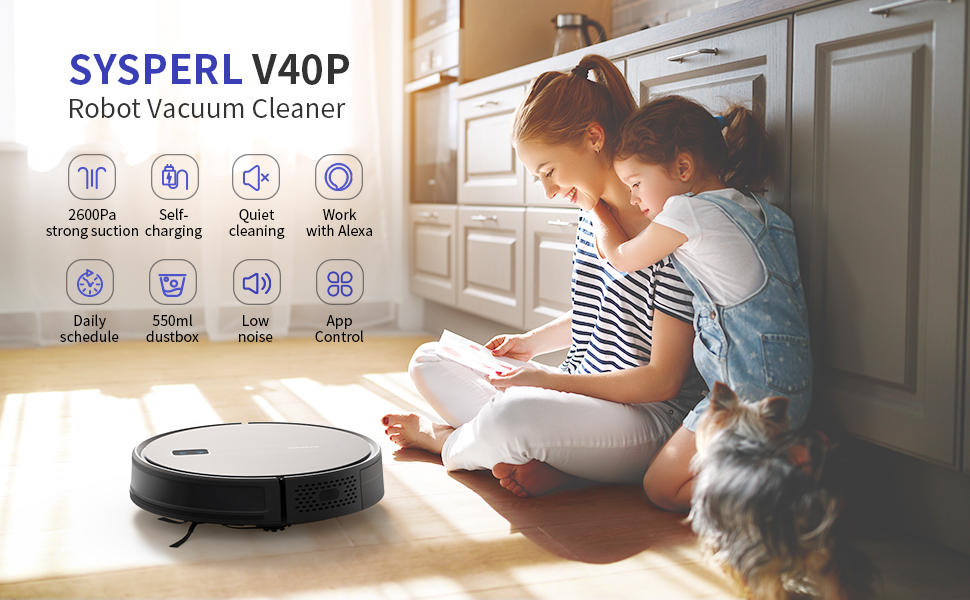 SYSPERL Robot Vacuum Cleaner,2600Pa Strong Suction Power