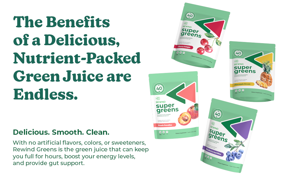 Rewind Greens Super Greens Powder Delicious Green Juice