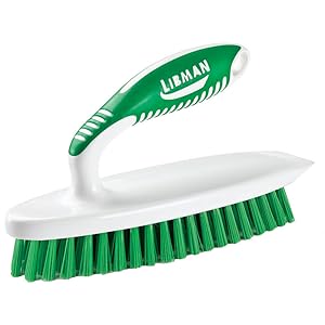 scrub brush, scraper edge, bathroom brush, tile brush, shower brush, heavy duty scrub brush