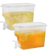 Jucoan 2 Pack 0.9 Gallon Fridge Beverage Drink Dispenser with Leak-Proof Spigot, Plastic Cold Dri...