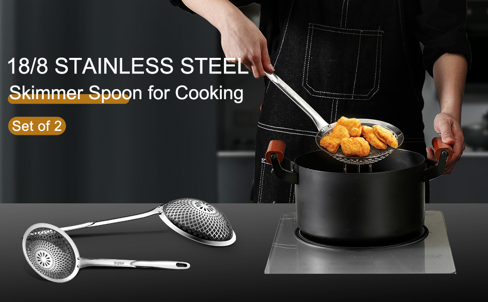Skimmer Spoon, 304 Stainless Steel Strainer Spoons, Metal
