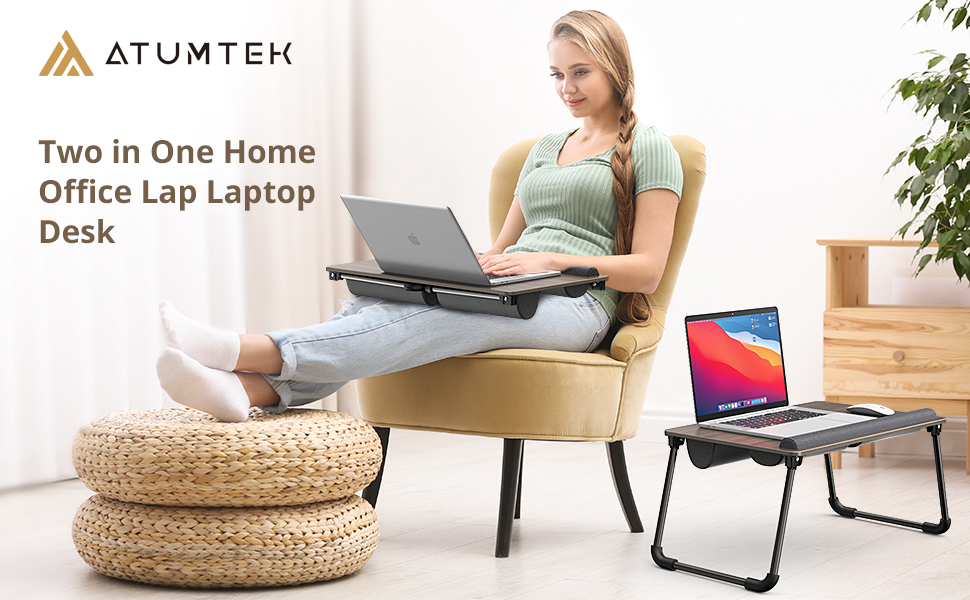 ATUMTEK 27” Large Laptop Lap Tray Fits Up to 17.3 inches Laptops, 2 in