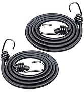 Elastic Bungee Cords, 2 Pcs 47.24inch Heavy Duty Bungee Strap with Hooks for Car Caravan Kayak Bo...