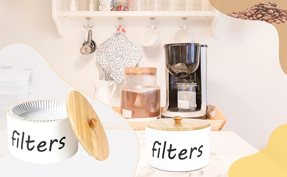 Coffee Filter Holder for Counter, Farmhouse Rustic Wooden