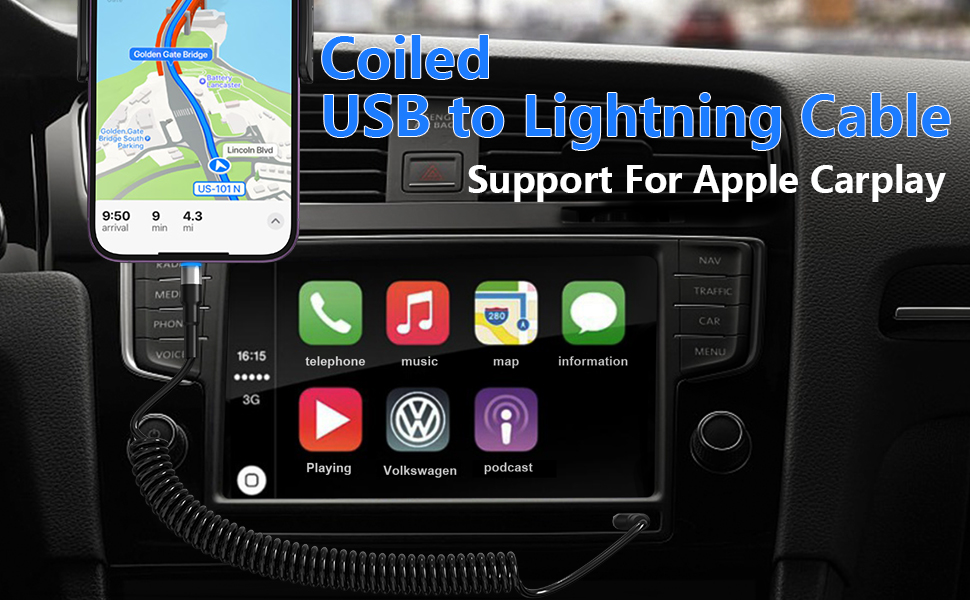 Coiled USB to Lightning Cable, iPhone Charger Cable 6FT for