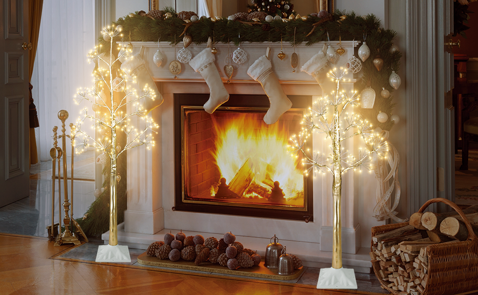 Amazon.com: TORONTOKYO Set of 3 Lighted Birch Tree, 3 feet 4