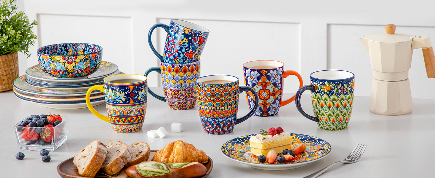coffee mugs set of 6 ceramic mugs set large mugs