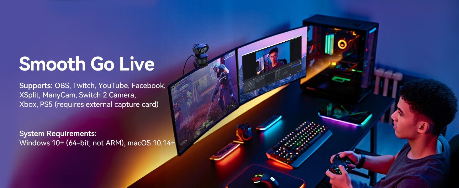 EMEET PIXY Dual-Camera AI-Powered PTZ Camera 4K for Live Game