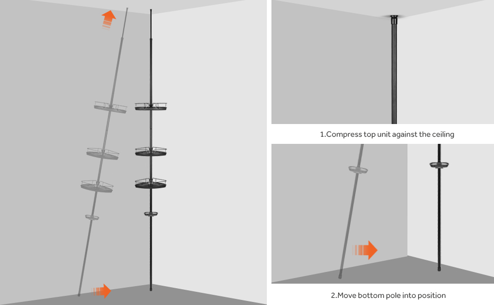 SortWise Shower Caddy Corner, 96.85 to 104.72 Inch Adjustable Bathroom