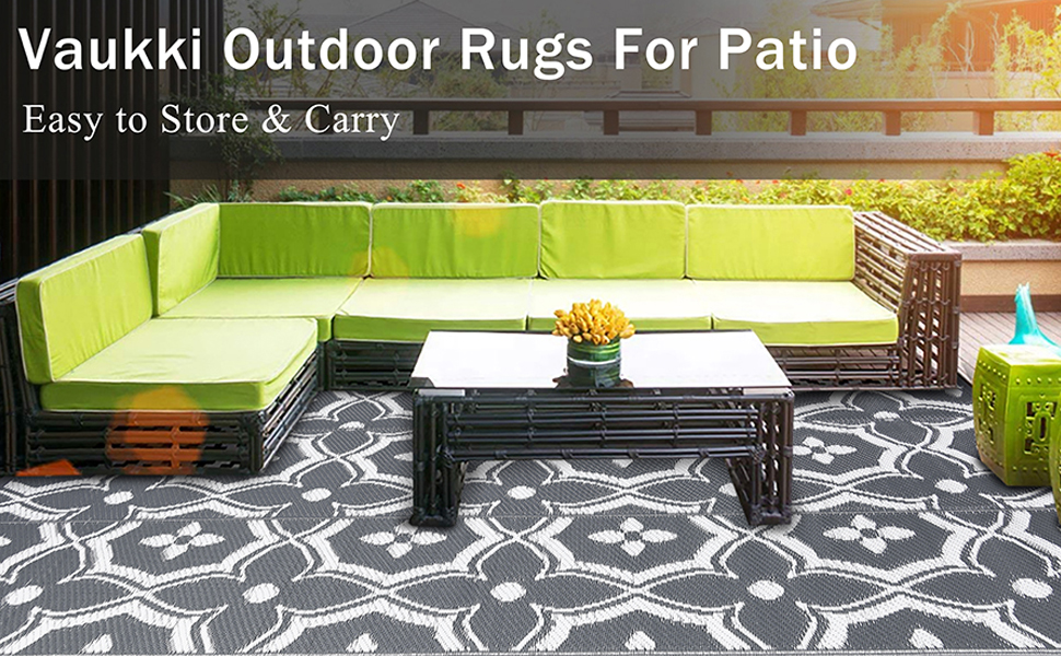 Vaukki Reversible Rug, Plastic Straw Outdoor Mat Fade