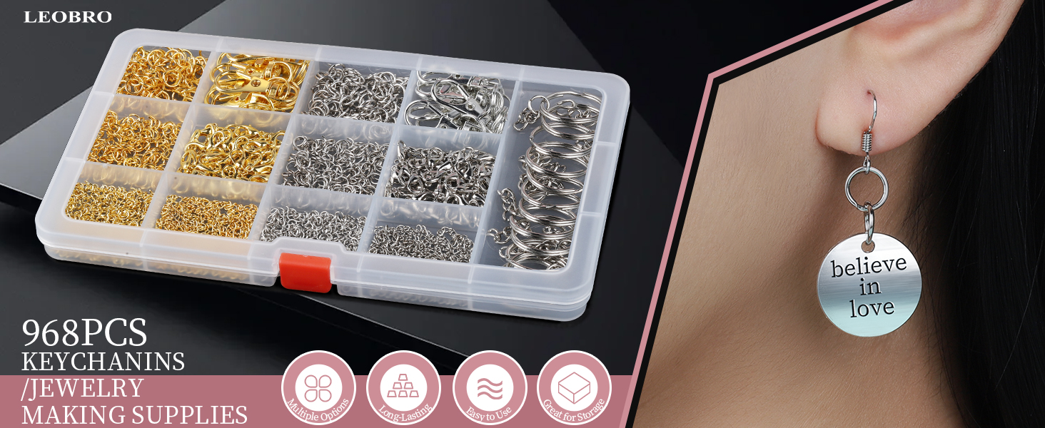 968pcs Jump Rings Kit for Jewelry Making