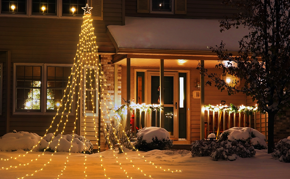 Christmas Lights Outdoor with Remote -16.4Ft Waterfall Tree Decoration Lights