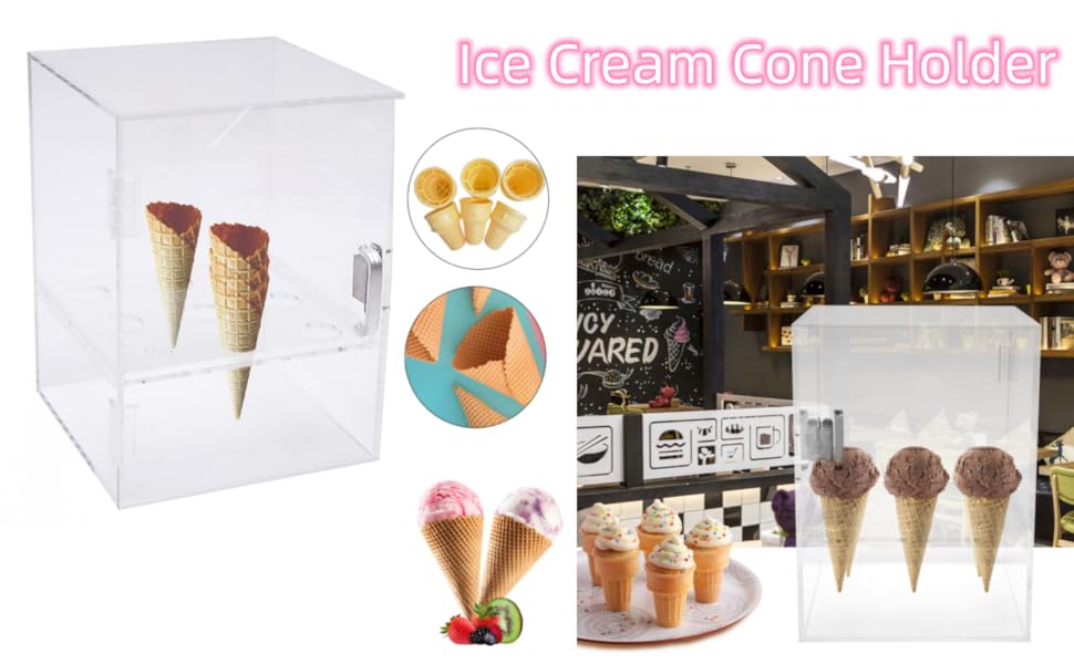 WANLECY Ice Cream Cone Holder, 9 Holes Acrylic Ice Cream