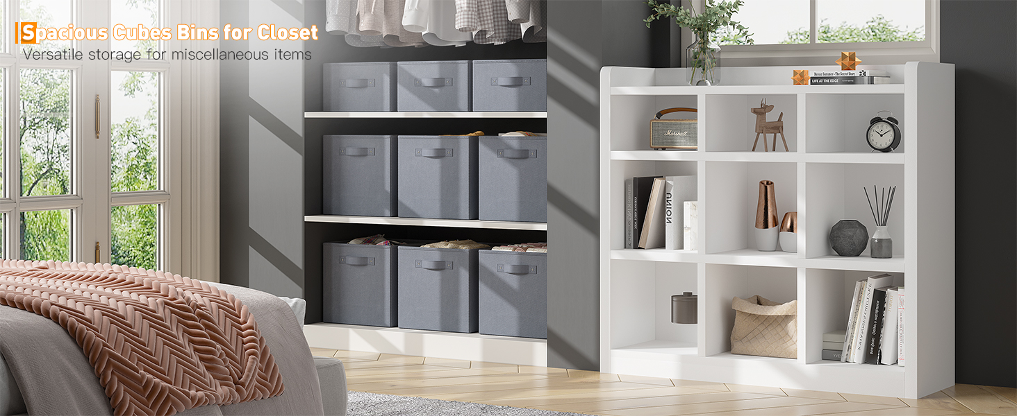 EnHomee Cube Storage Organizer, White Bookshelf with
