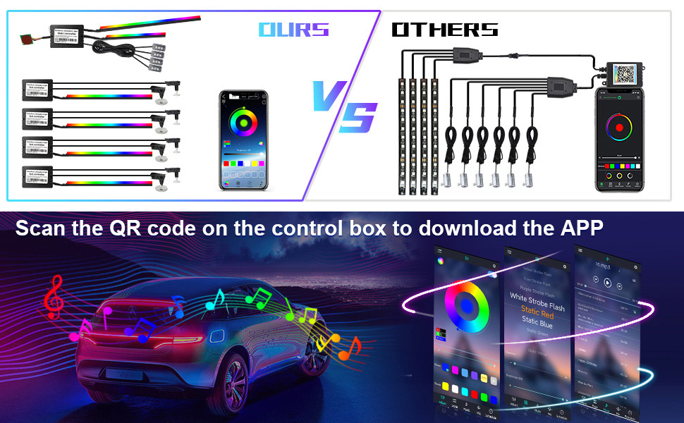 WEBUPAR Dreamcolor Acrylic Interior Car Lights, 22 in 1 RGB