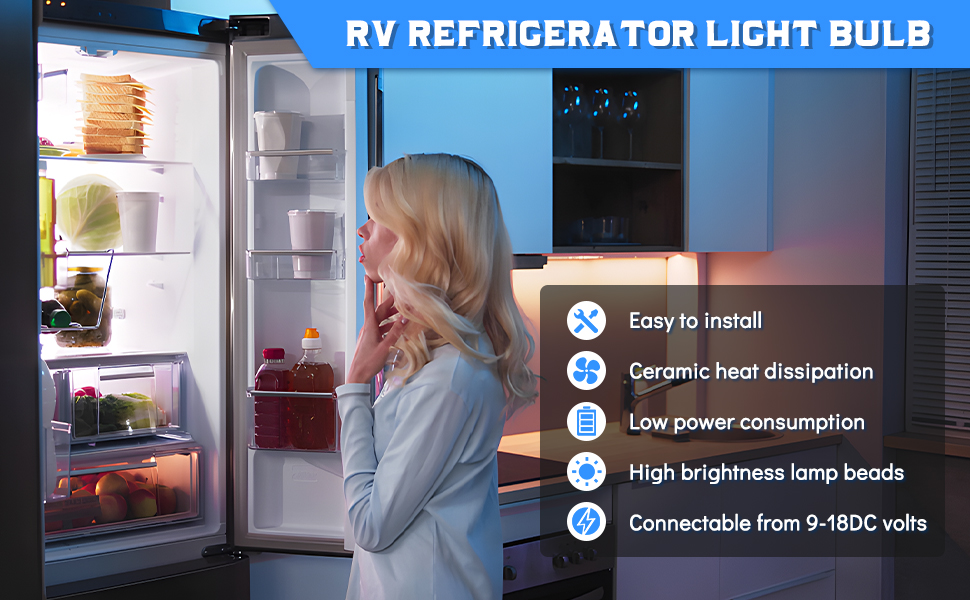 Qoope 41mm RV Refrigerator Light Bulb White RV Fridge Light