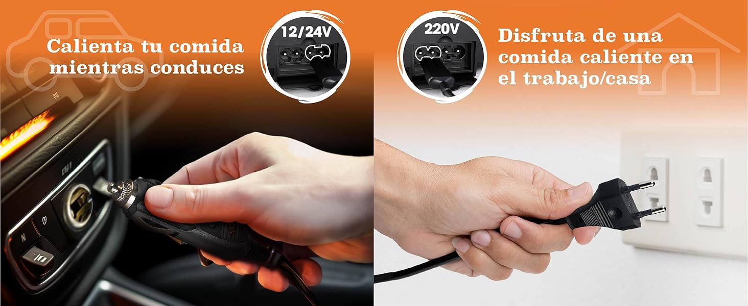 fiambrera electrica 80w calentador comida coche portable thermal lunch box fiambreras electricas