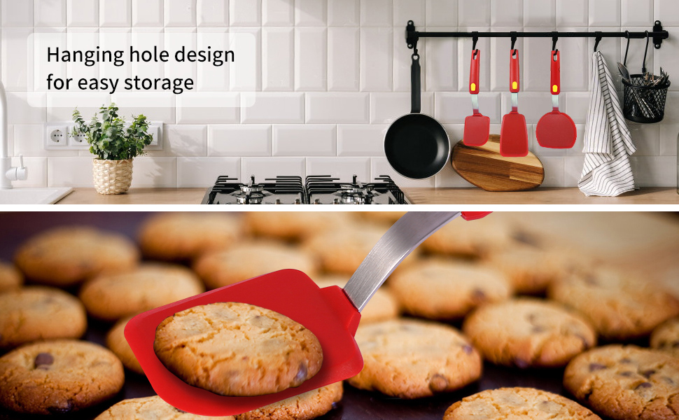 Kitchen Spatulas Silicone Turner Heat Resistant Melt Proof Spatula Set for Nonstick