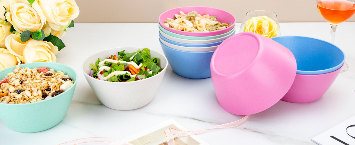 Unbreakable Wheat Straw Cereal Bowls Set Of 6, 24 OZ Microwave And