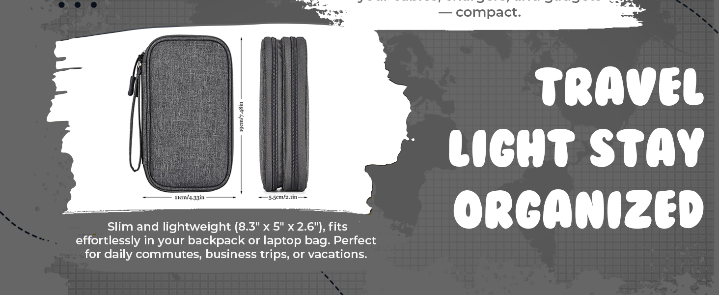 SaleOn 8.3x5 Inch Portable Storage Organizer for cables, charger, power bank & digital gadgets.