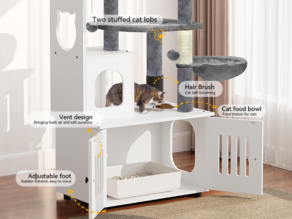 Amazon.com: YITAHOME Cat Tree with Litter Box Enclosure, 2