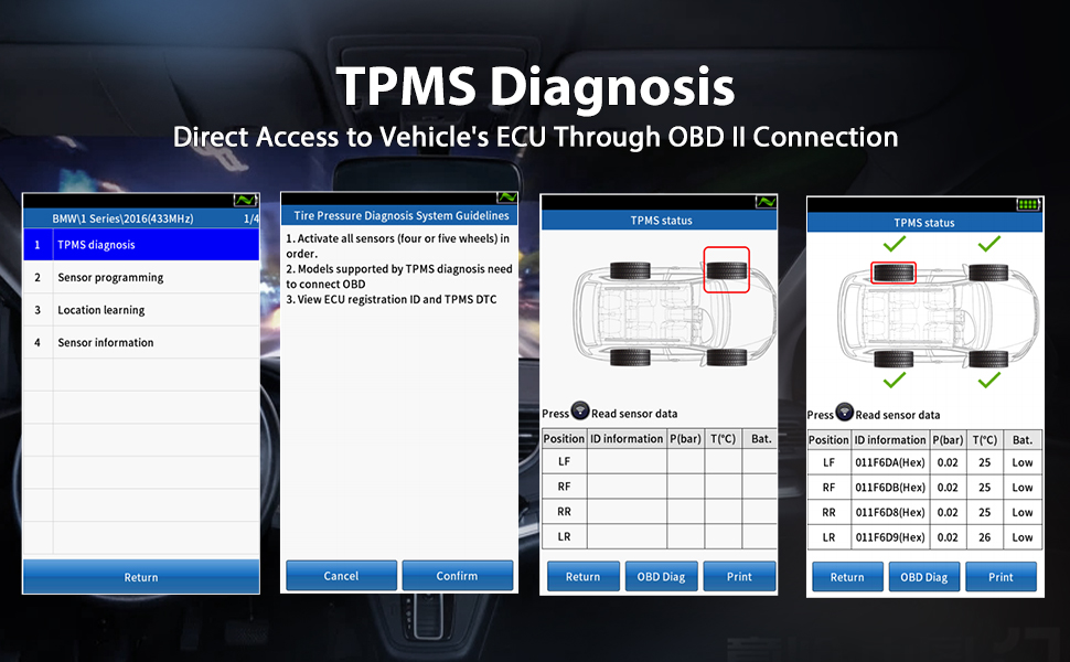 JDIAG TPMS Relearn Tool T2 [Touch Screen] Tire Pressure