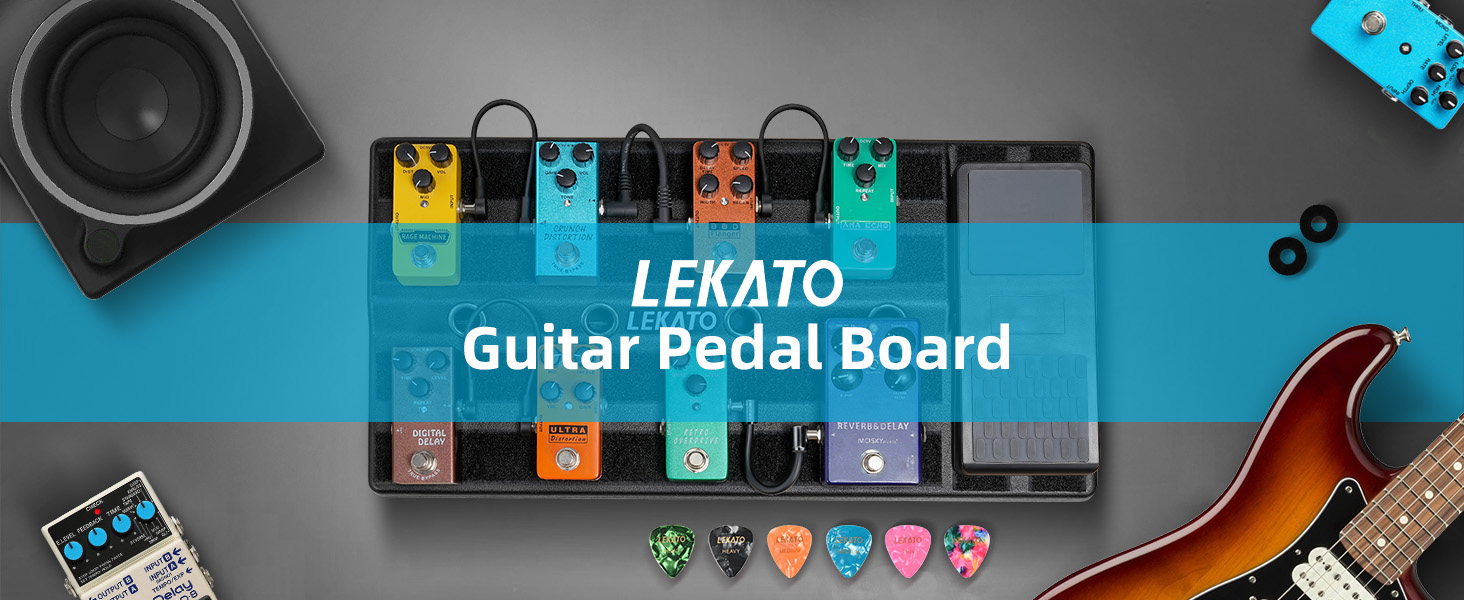 LEKATO Guitar Pedal Board 20''x10''x2.4" Large Capacity, Guitar