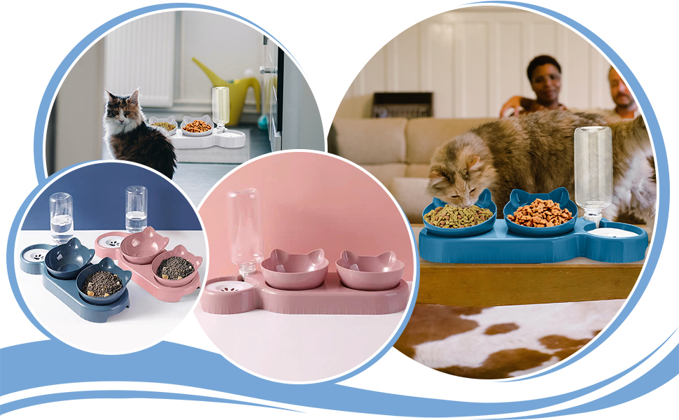 Cat Bowl,Lighterday 3 in 1 Cat Food Bowl,Detachable Cat Feeding Bowl