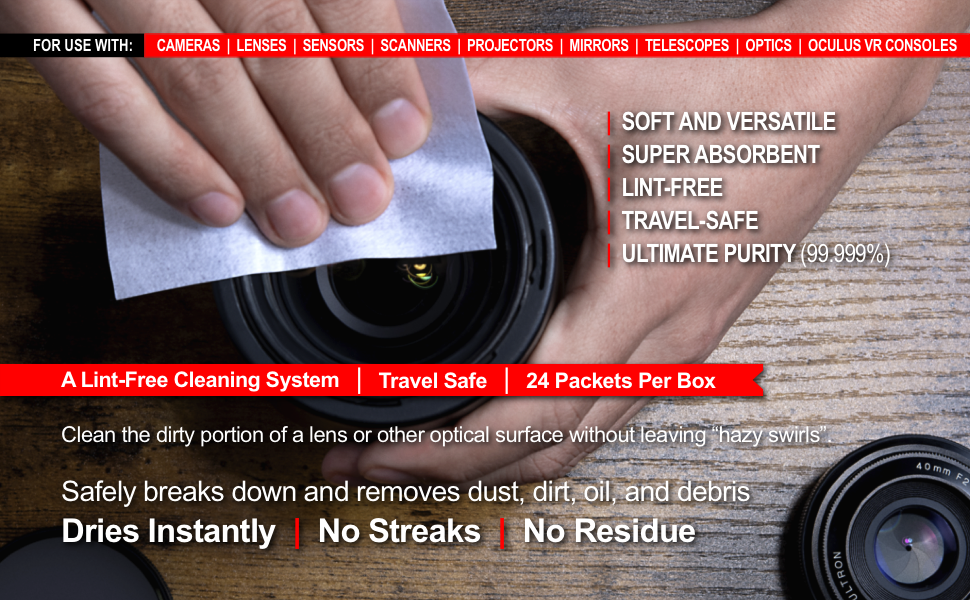 EWipe Camera Lens Cleaning Pads NonAbrasive Wipes with Professional