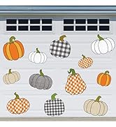 FYSUIMU 12Pcs Fall Garage Decoration Magnet Stickers Colorful Buffalo Plaid Pumpkin Refrigerator ...