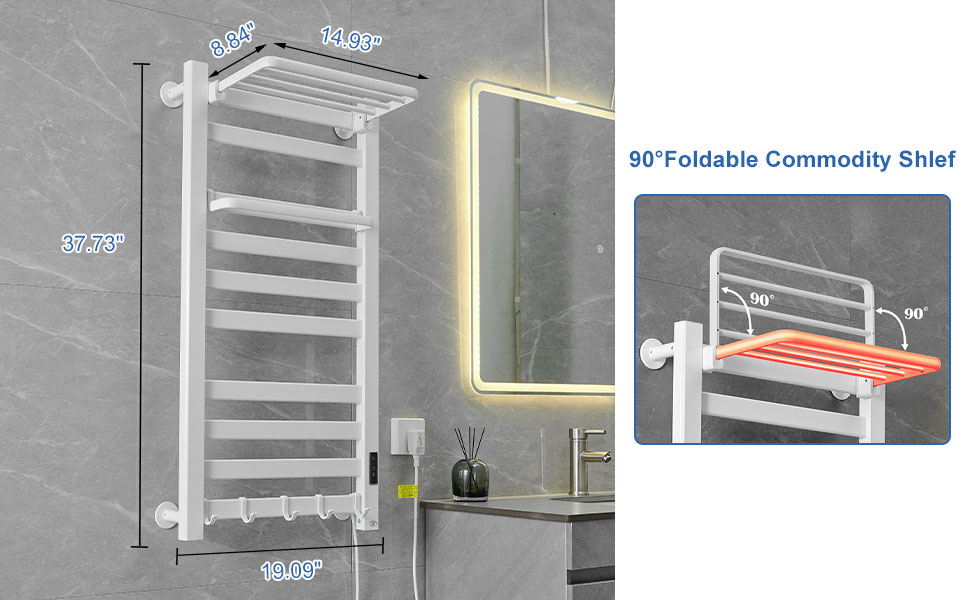 Towel Warmer 10 Curved Bars Bath Towel Heater Electric