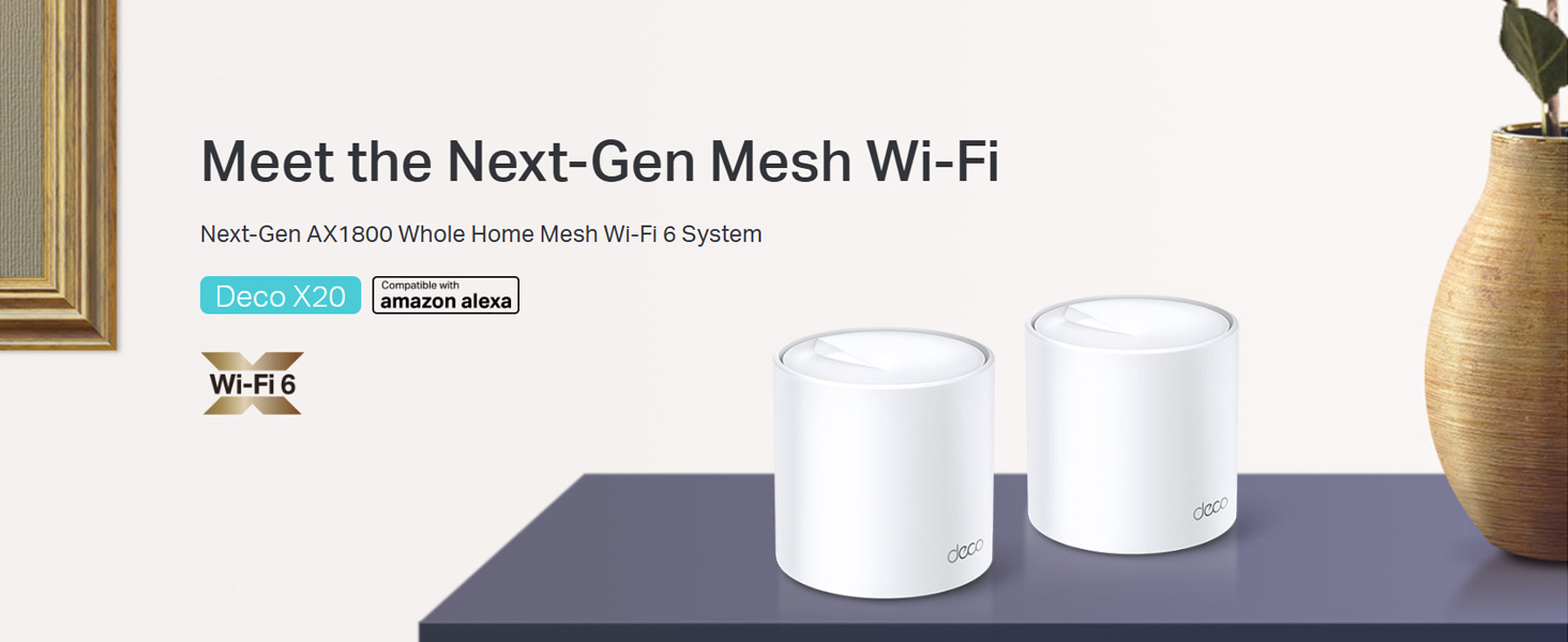 Deco X20(2-pack) AX1800 Whole Home Mesh Wi-Fi 6 System