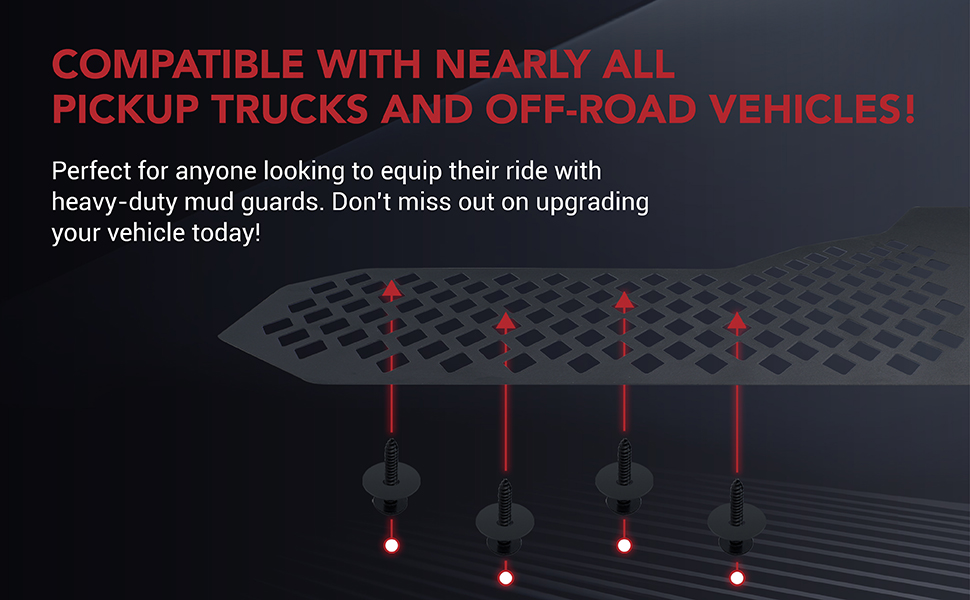 Fits Most Trucks and Off-Road Vehicles! Great for Adding Tough Mudguards