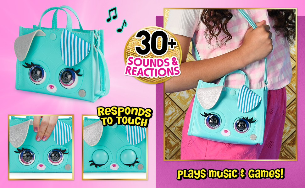 Purse Pets, VIPooch Puppy Tote Bag Interactive Pet Toy and Crossbody Purse with Over 30 Sounds