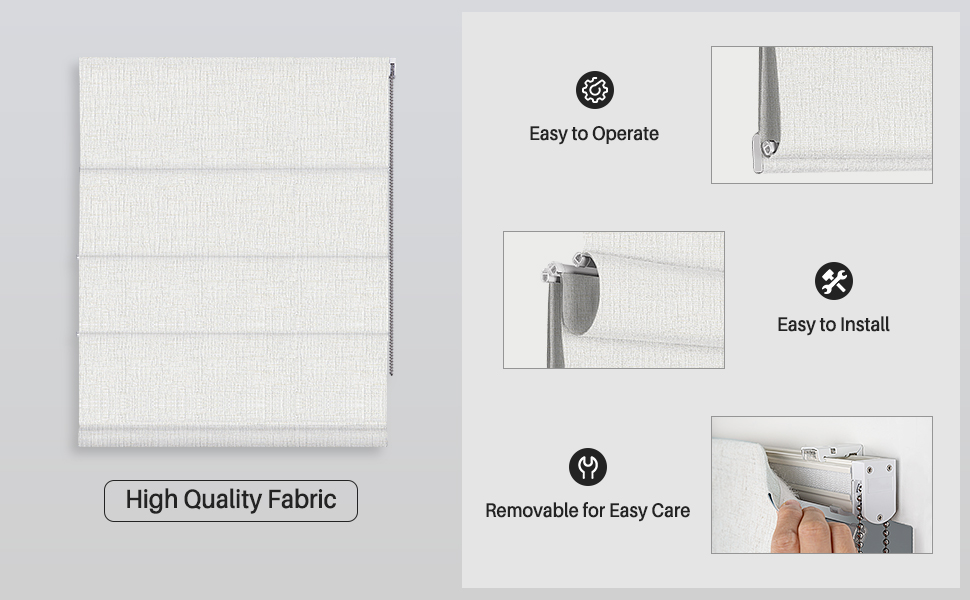 Hiifroy Roman Shades for Windows, Light Filtering and Heat