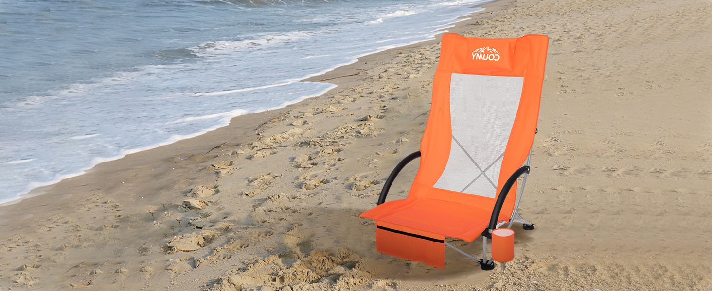 Coumy 2 Packs Low Beach Chair and High