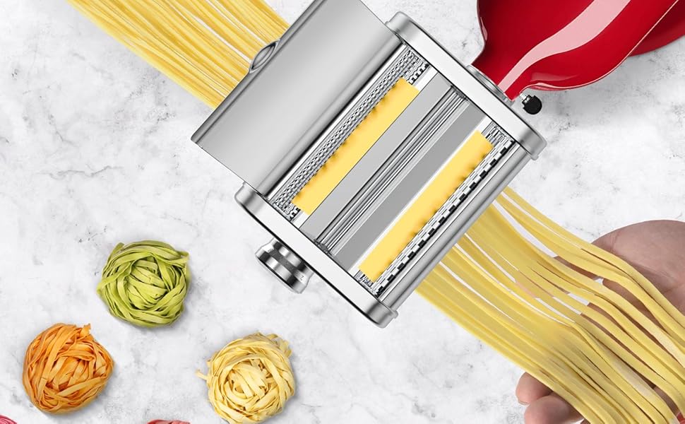 WANJIALE Pasta Maker Attachment 3 in 1 Set for KitchenAid Stand Mixers