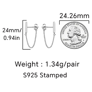 bar earrings with chain