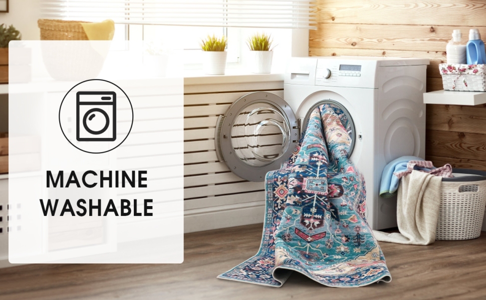 Betadistor Washable Rugs Living Room Area Rugs Vintage Boho Large Non