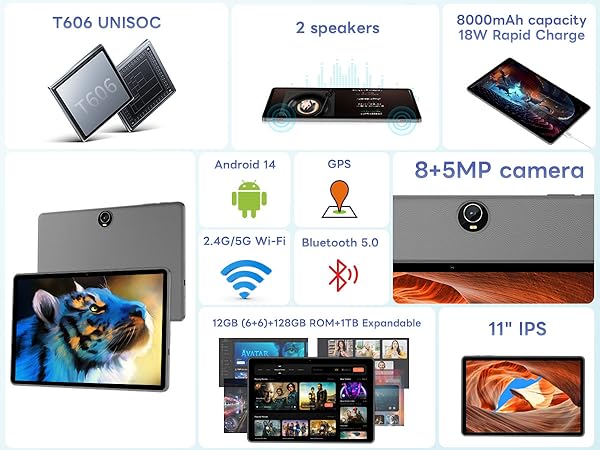 Amazon.com : COLORROOM Tablet 11 inch Android 14 Tablet